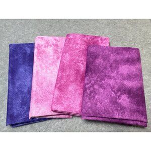 Fabric Fat Quarter Texture Bundle 4 Pcs Tie-Dye Look Pink/Purple Cotton Quilting